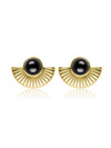 Farrah Gemstone Brass Earrings - Black Onyx Earring, Brass Earring, Brass Jewelry, Jewelry, Gemstone