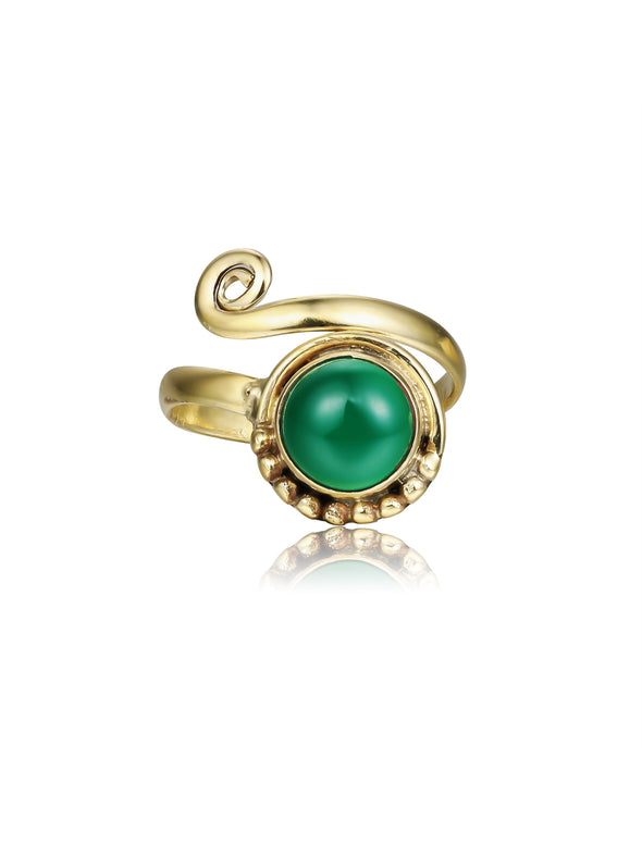 Anya Gemstone Brass Ring