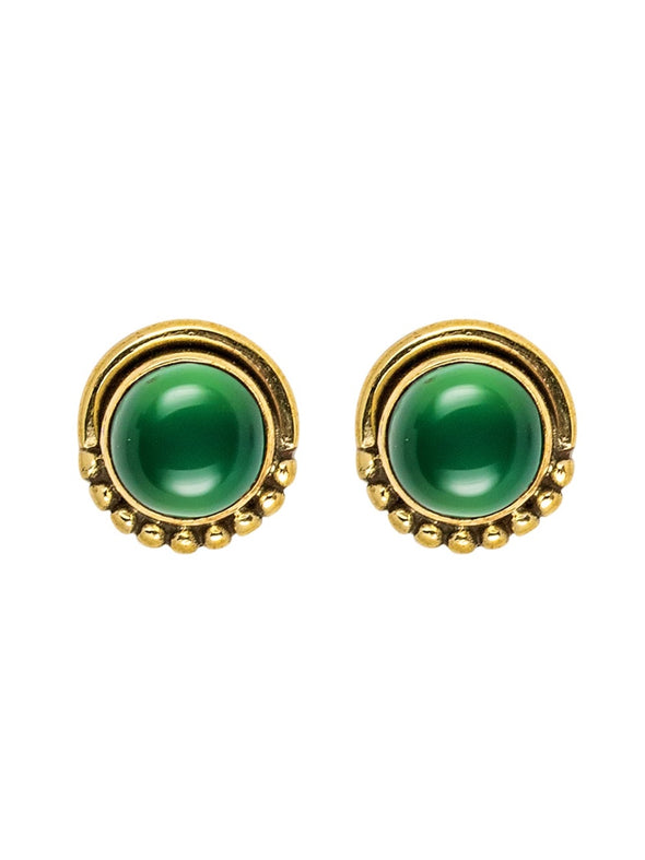 Anya Gemstone Brass Earrings