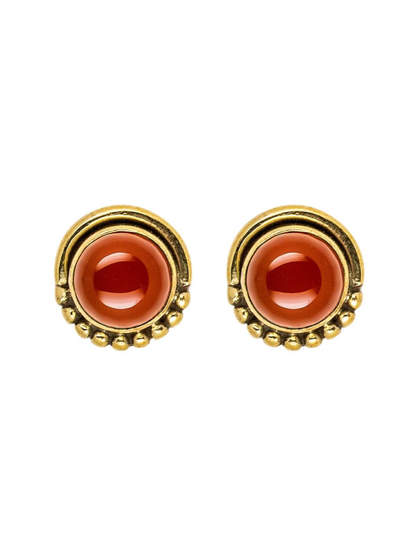 Anya Gemstone Brass Earrings