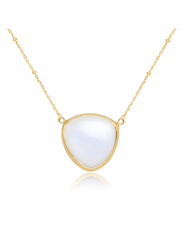 Triangle Gemstone Sterling Silver Or Gold Plated Necklace, Moonstone Necklace, Rose Quartz Necklace, Labradorite Necklace