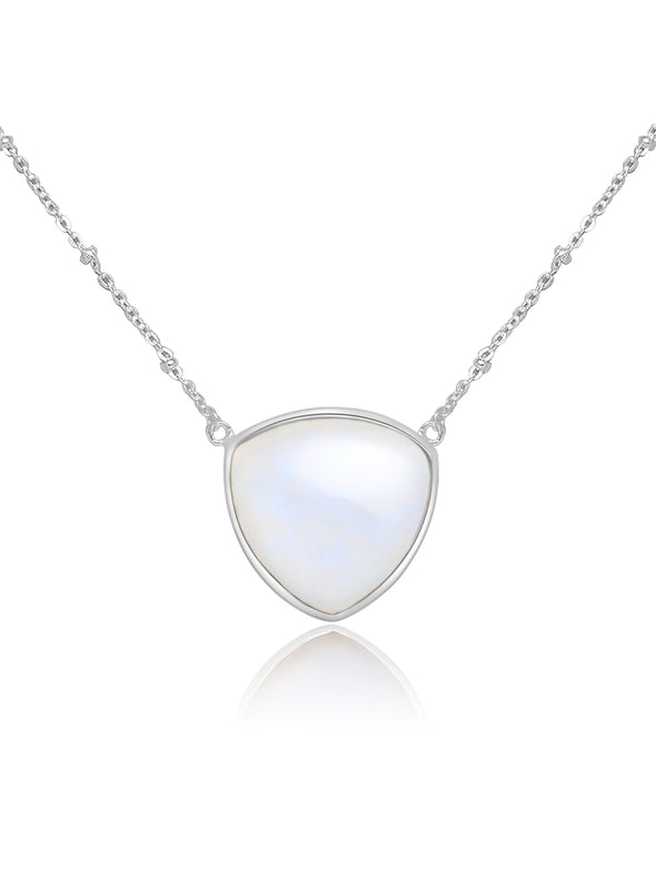 Triangle Gemstone Sterling Silver Or Gold Plated Necklace, Moonstone Necklace, Rose Quartz Necklace, Labradorite Necklace