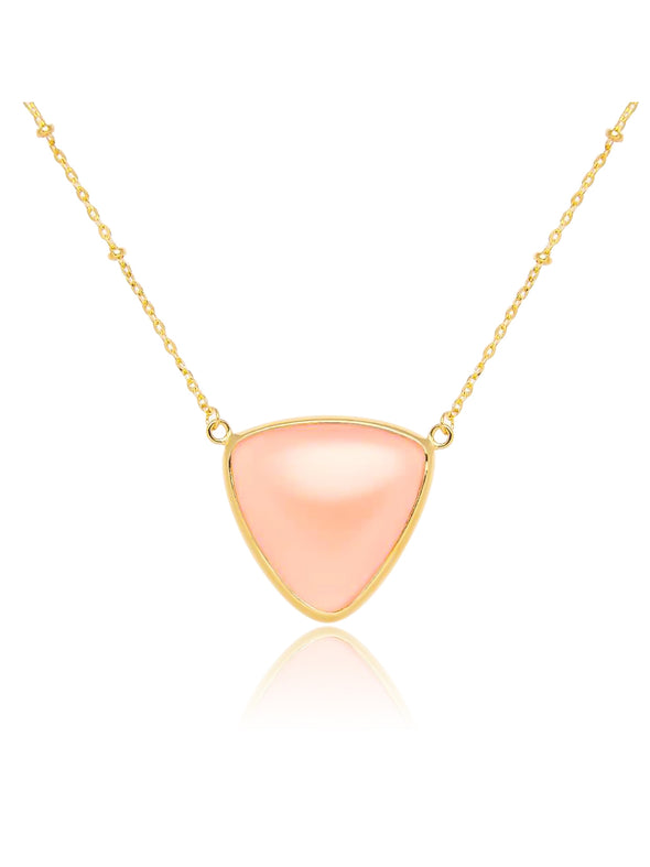 Triangle Gemstone Sterling Silver Or Gold Plated Necklace, Moonstone Necklace, Rose Quartz Necklace, Labradorite Necklace