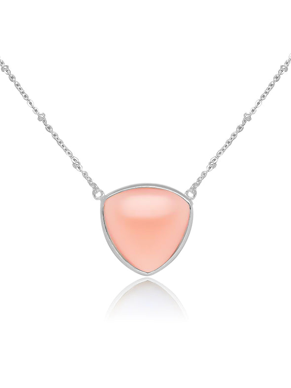 Triangle Gemstone Sterling Silver Or Gold Plated Necklace, Moonstone Necklace, Rose Quartz Necklace, Labradorite Necklace