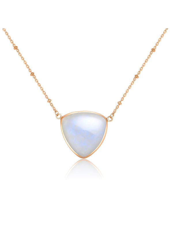 Triangle Gemstone Sterling Silver Or Gold Plated Necklace, Moonstone Necklace, Rose Quartz Necklace, Labradorite Necklace