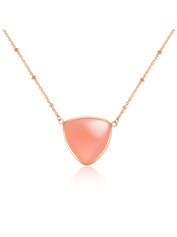 Triangle Gemstone Sterling Silver Or Gold Plated Necklace, Moonstone Necklace, Rose Quartz Necklace, Labradorite Necklace