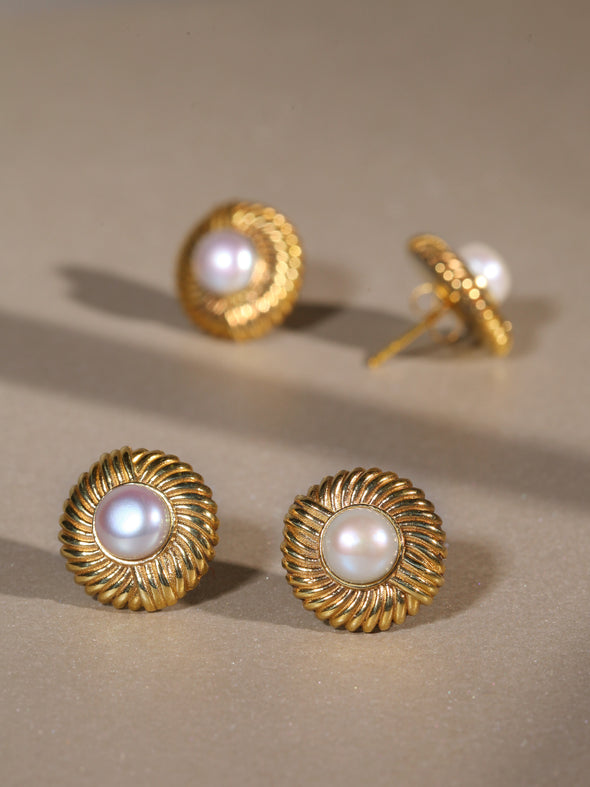 Grace Pearl Earrings, Brass Earrings, Pearl Earrings, Freshwater Pearls, Handmade Earrings.
