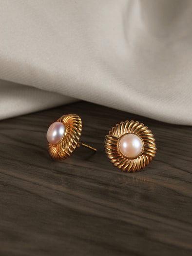 Grace Pearl Earrings, Brass Earrings, Pearl Earrings, Freshwater Pearls, Handmade Earrings.