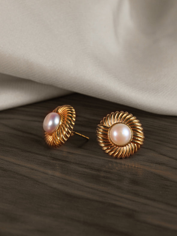 Grace Pearl Earrings, Brass Earrings, Pearl Earrings, Freshwater Pearls, Handmade Earrings.