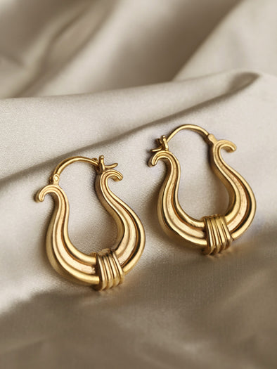Lyre Harp Brass Earrings, Brass Earrings, Exotic Earrings, Handmade Earrings.