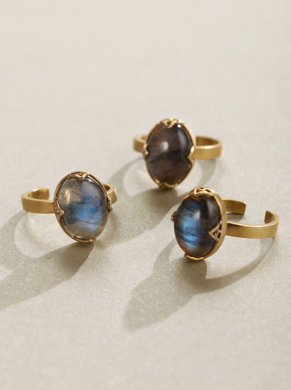Utopia Gemstone Ring, Gemstone Ring, Labradorite, Brass Ring, Labradorite Ring, Handmade Ring, Ring.