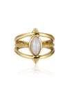 Deliz Gemstone Ring - Moonstone Ring, Brass Ring, Brass Jewelry, Gemstone