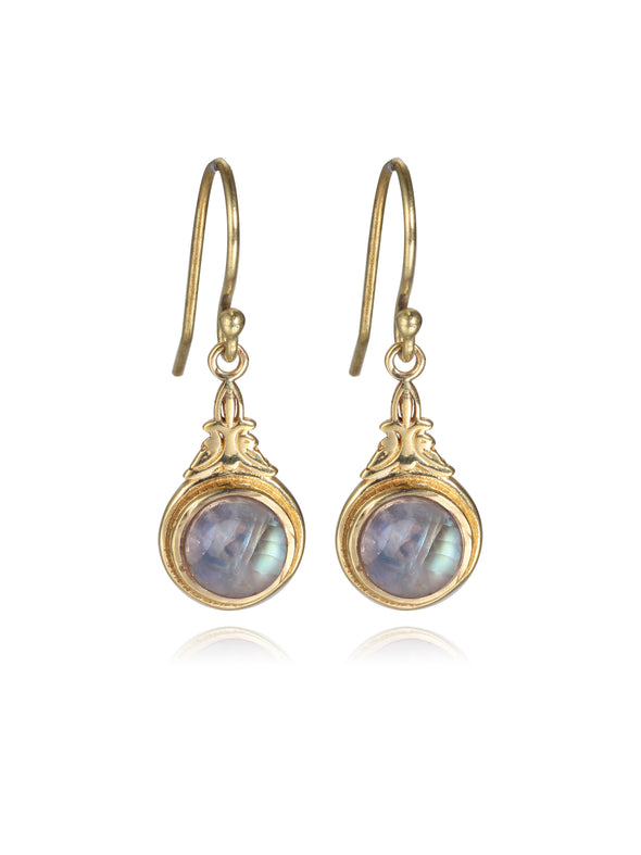 Alani Gemstone Brass Earrings - Brass Jewelry, Moonstone Eerring