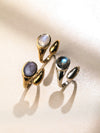 Amala Gemstone Brass Ring , Silver Ring  - Purple Labradorite Ring,  Blue Labradorite Ring, Moonstone Ring