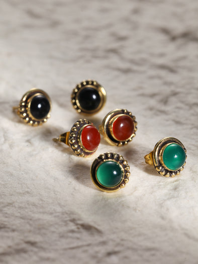 Anya Gemstone Brass Earrings