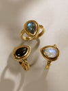 Osha Gemstone Brass Ring and Silver Ring, Labradorite Ring, Moonstone Ring, Black Onyx Ring, Gemstone Ring
