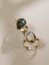 Osha Gemstone Brass Ring and Silver Ring, Labradorite Ring, Moonstone Ring, Black Onyx Ring, Gemstone Ring