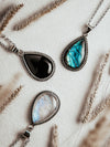 Life Fountain Gemstone Necklace Moonstone Labradorite Black Onyx.