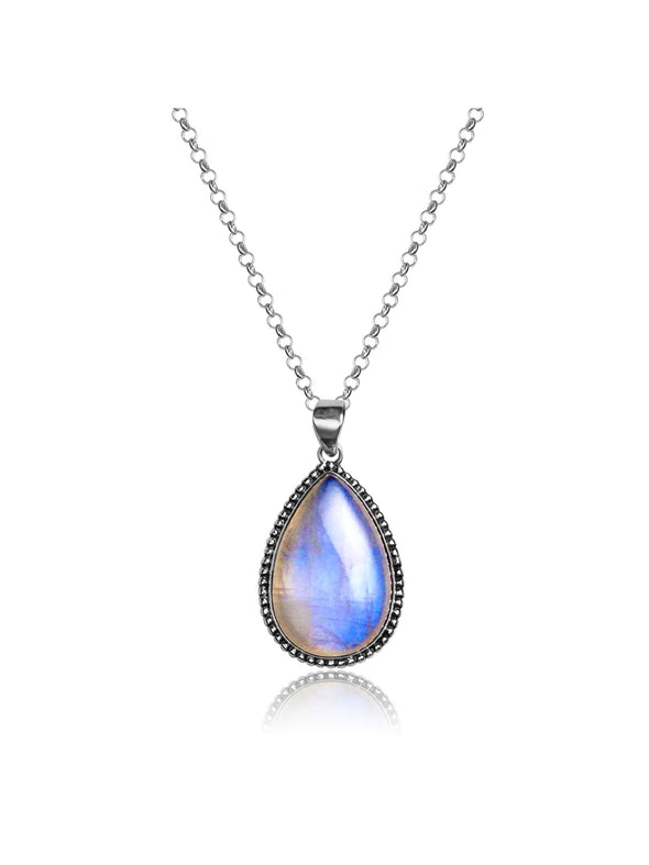 Life Fountain Gemstone Silver Necklace-Moonstone