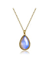 Life Fountain Gemstone Silver with Gold Plated Necklace-Moonstone