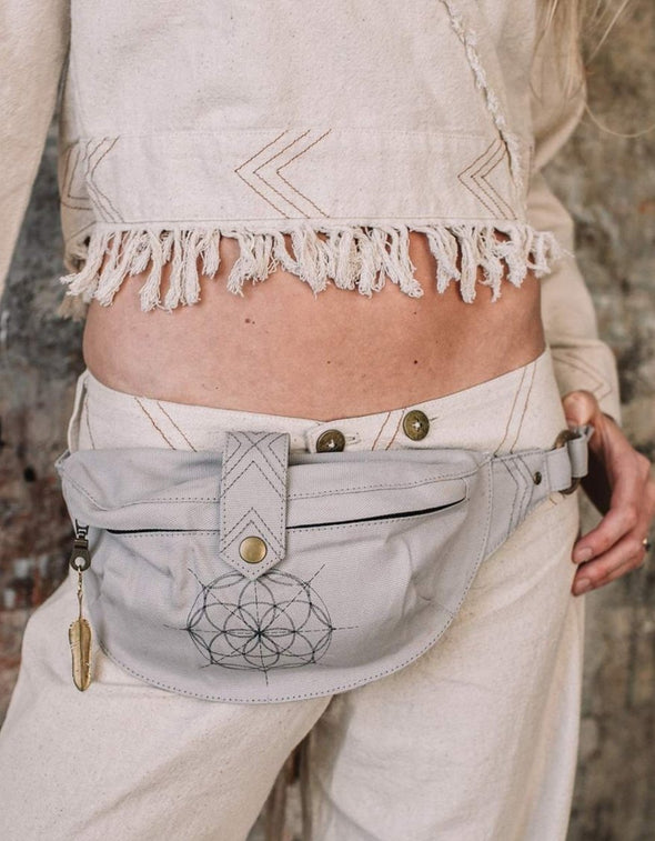 Light Grey Cotton Canvas Fanny Bag