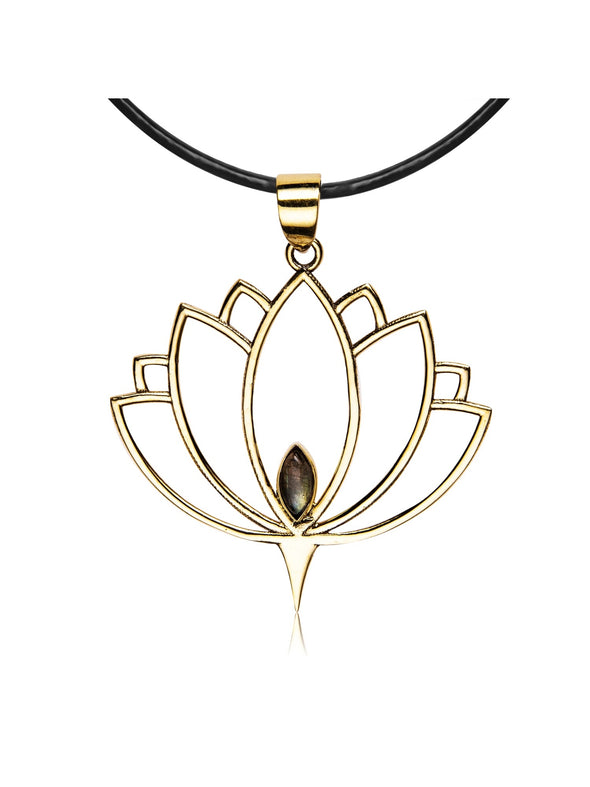 Lotus Bloom Brass Necklace