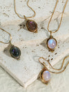 Malati Gemstone Necklace - Purple Labradorite Necelace, Blue Labradorite Necklace, Moonstone Necklace