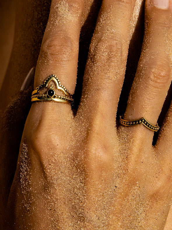 Mix and Match Brass Ring (The Crown Black Onyx-Red Onyx, Kamada, Vasana)Mix and Match Brass Ring (The Crown Black Onyx-Red Onyx, Kamada, Vasana)