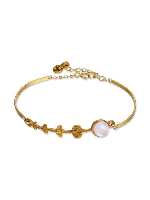 Moon Phase Moonstone Brass Bracelet