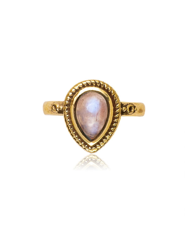 Osha Gemstone Brass Ring - Moonstone Ring