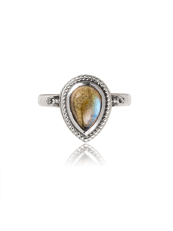 Osha Gemstone Brass Ring and Silver Ring, Labradorite Ring, Moonstone Ring, Black Onyx Ring, Gemstone Ring