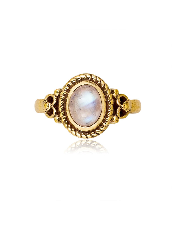 Roya Gemstone Brass Ring and Silver Ring, Labradorite Ring, Moonstone Ring, Black Onyx Ring, Gemstone Ring