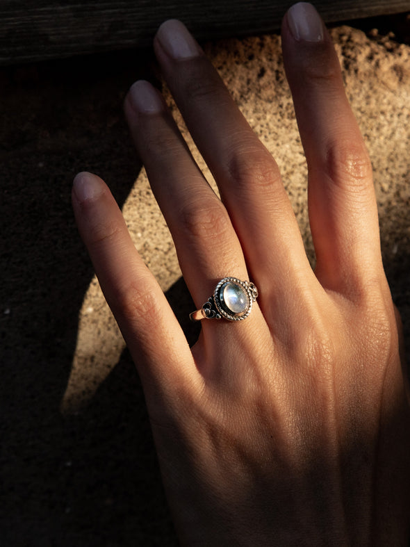 Roya Gemstone Brass Ring and Silver Ring, Labradorite Ring, Moonstone Ring, Black Onyx Ring, Gemstone Ring