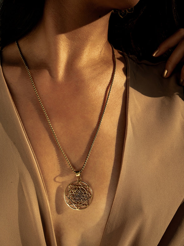 Shri Yantra Brass Necklace