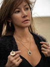 Talia Gemstone Necklace, Black Onyx Necklace, Red Onyx