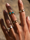 Twinkle Twinkle Gemstone Brass Ring-Labradorite, Moonstone, Mother of Pearl, Turquoise.