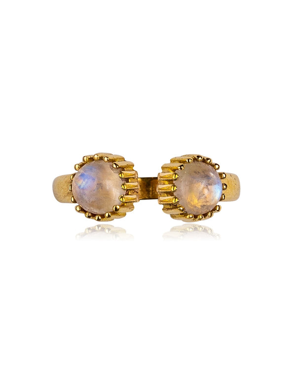 Twinkle Twinkle Gemstone Brass Ring-Moonstone