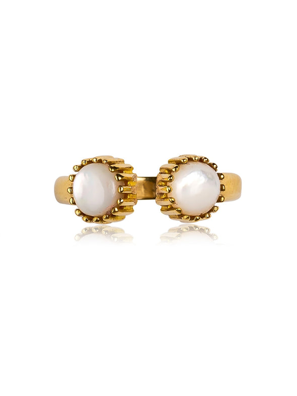 Twinkle Twinkle Gemstone Brass Ring-Mother of Pearl.