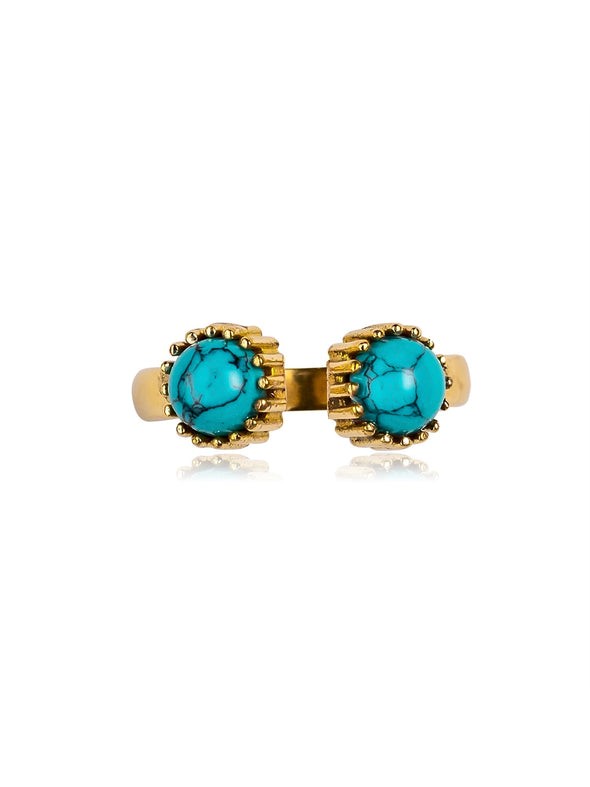 Twinkle Twinkle Gemstone Brass Ring-Turquoise.