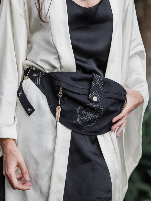Black Cotton Canvas Fanny Bag
