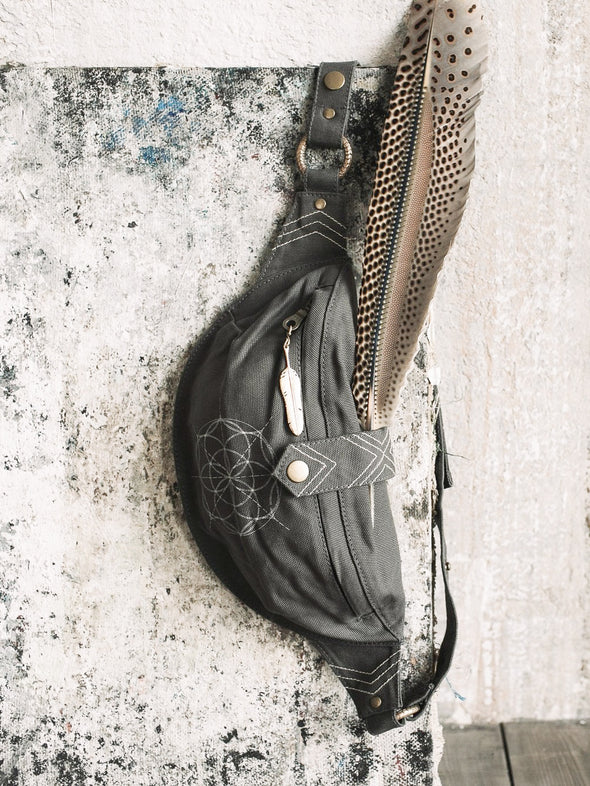 Dark Grey Cotton Canvas Fanny Bag
