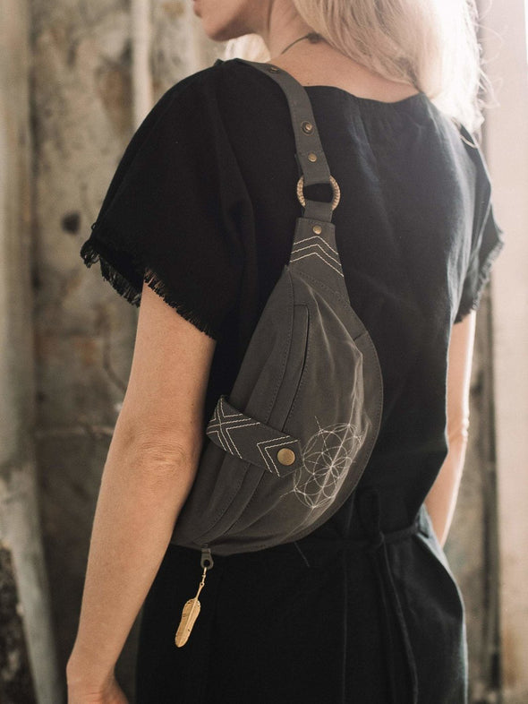 Dark Grey Cotton Canvas Fanny Bag
