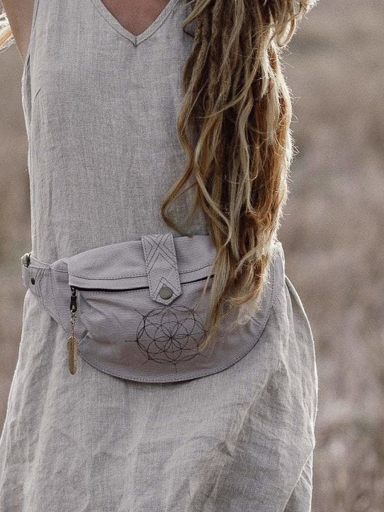 Light Grey Cotton Canvas Fanny Bag