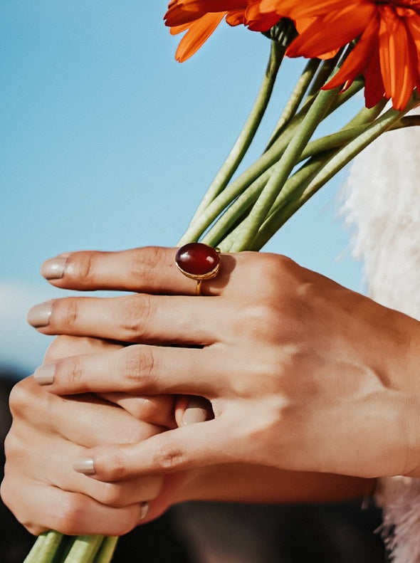 Freyja Gemstone Brass Ring