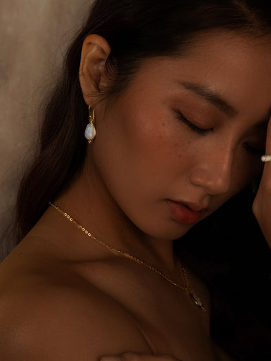 Gemma Gemstone Brass Earrings